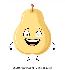 Lucky pear. Funny fruit character. Vector cute fruit. 