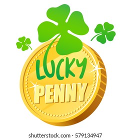 Lucky Penny Golden Coins. Vector Illustration.