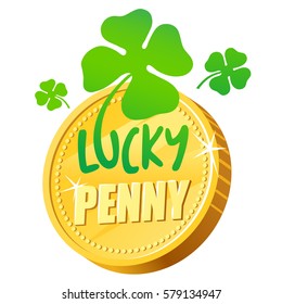 Lucky penny golden coins. Vector illustration.