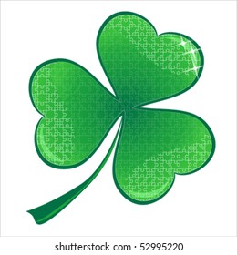 Lucky Puzzle heart Clover. Valentines icon, vector
Isolated on white
