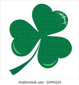 Lucky Puzzle heart Clover. Valentines flat icon, isolated on white, vector