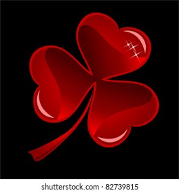 Lucky Puzzle heart Clover. Valentines flat icon, isolated on white