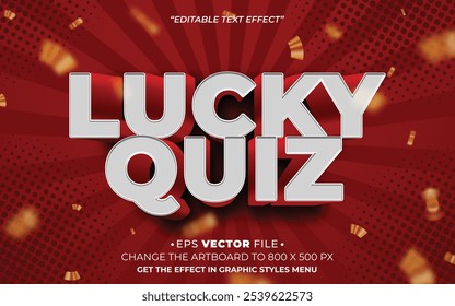 Lucky Quiz efecto de texto 3d Vector editable