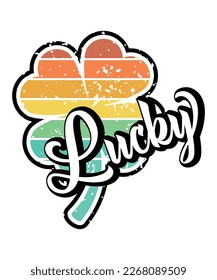 Lucky Retro, St. Patrick's Day, Shirt Print Template, Shenanigans Irish Shirt, 17 march, 4 leaf clover