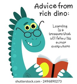 lucky and rich dino. vector illustration