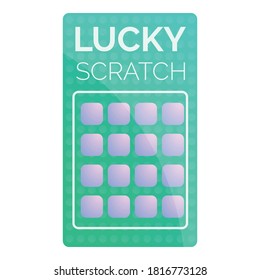 Lucky scratch ticket icon. Cartoon of lucky scratch ticket vector icon for web design isolated on white background