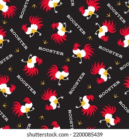 Lucky Seamless Pattern with Rooster Bird Vector Graphic Art can be use for background and apparel design