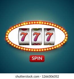 Lucky seven 777 slot machine. Casino vegas game. Gambling fortune chance. Win jackpot money.