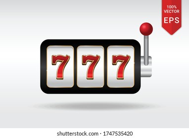 lucky seven 777 slot machine winner vegas vector illustration icon