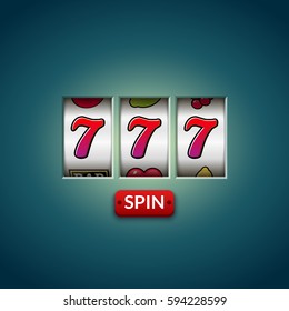 Lucky sieben 777 Slotmaschine. Casino Vegas Spiel. Glücksspiel-Chance. Gewinnen Sie Jackpot-Geld.