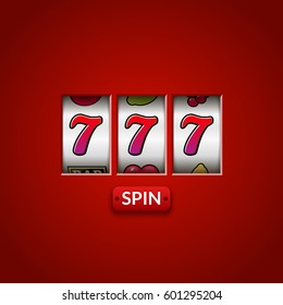 Lucky seven 777 slot machine. Casino vegas game. Gambling fortune chance. Win jackpot money.
