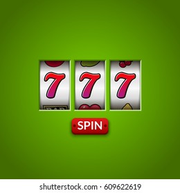 Lucky seven 777 slot machine. Casino vegas game. Gambling fortune chance. Win jackpot money.