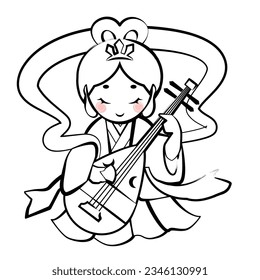 Lucky Seven and the Seven Lucky Gods(Benzaiten),Vector illustration
