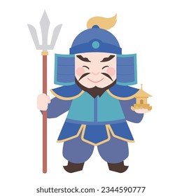 Lucky Seven and the Seven Lucky Gods(Bishamonten),Vector illustration