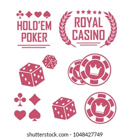 Lucky seven jackpot. Casino vector sign set. Poker club logo