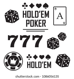 Lucky seven jackpot. Casino vector sign set. Poker club logo