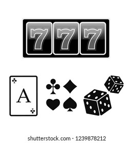 Lucky seven jackpot. Casino vector sign set