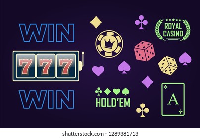 Lucky seven jackpot. Casino vector sign set. Slot machine vector