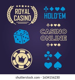 Lucky seven jackpot. Casino vector sign set. Poker club logo