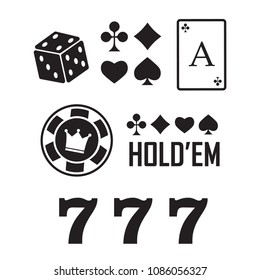 Lucky seven jackpot. Poker club and casino vector sign set