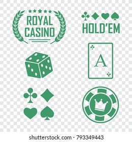 Lucky seven jackpot. Poker club and casino vector sign set