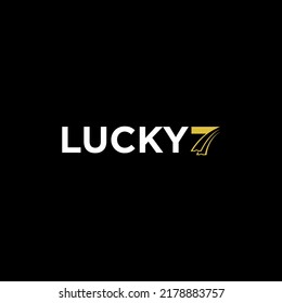 Lucky Seven logo design. Simple Logotype Ticket symbol. Modern Abstract Coupon Vector. Simple Typography for Online Ticket