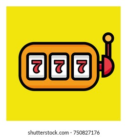 Lucky seven on slot machine icon. Simple illustration of lucky seven on slot machine vector icon for web. 777
