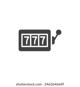 Lucky seven slot machine vector icon. filled flat sign for mobile concept and web design. Jackpot Slot Reel glyph icon. Symbol, logo illustration. Vector graphics