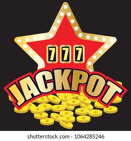 lucky sevens jackpot in golden slot machine. vector illustration