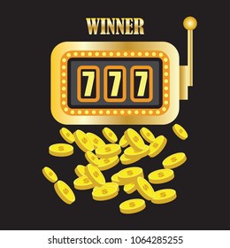 lucky sevens jackpot in golden slot machine. vector illustration