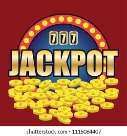 lucky sevens jackpot in golden slot machine. vector illustration