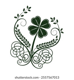 Lucky Shamrock Crest Vector Art with Celtic Knot Design