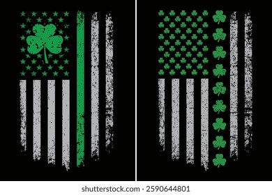 Lucky Shamrock USA Flag. Irish Heritage Pride