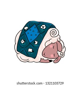 Lucky sheep vector illustration isolated on white.