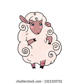 Lucky sheep vector illustration isolated on white.