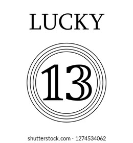 lucky slogan with 13 black  number for t-shirt print and other uses