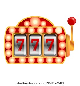 Lucky slot machine icon. Cartoon of lucky slot machine vector icon for web design isolated on white background