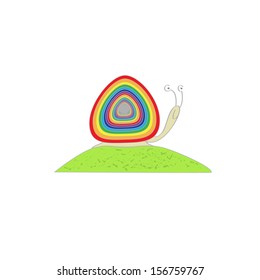 Lucky snail.Vector.Isolated on white background.