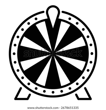 Lucky spinning wheel icon, symbolizing chance, prize draw, and carnival games.