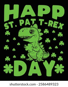 Lucky St. Patrick’s Day T-Rex Hoodie – Green Irish Dinosaur Sweatshirt with Shamrocks – Fun Festive Long Sleeve for St. Pat’s Holiday Celebrations.