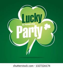 Lucky St Patricks Day Party abstract speech bubble green white isolated sticker icon stamp label