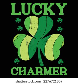 Lucky, St Patrick's day shirt print template, shamrock typography design for Ireland,  Ireland  culture irish traditional t-shirt design