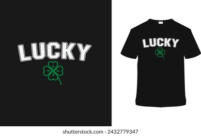 Lucky St. Patrick's Day Camiseta Diseño, ropa, ilustración vectorial, plantilla gráfica, impresión a pedido, telas textiles, estilo retro, tipografía, vintage, eps 10, elemento, Patrick's Tee