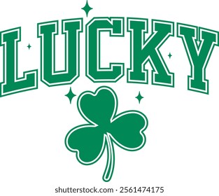 Lucky St Patricks Day Varsity Style Irish T shirt Design