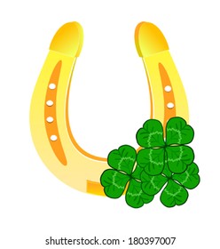 Lucky symbol - horseshoe and four leaf clover