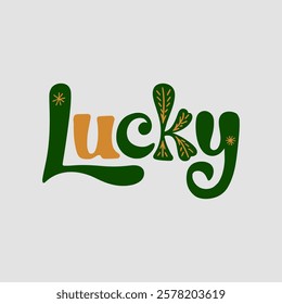 Lucky text of saint patrick day vector typography transparent background