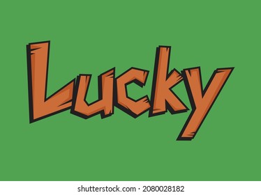 Lucky text vector with wooden texture illustration