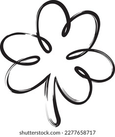 Lucky three leaf clover icon design. Saint patricks day. Vector illustration, brush style.