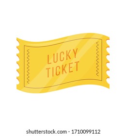 Lucky ticket cartoon vector illustration. Fortunate talisman, special coupon flat color object. Common superstition, good luck symbol. Golden ticket, lottery attribute isolated on white background