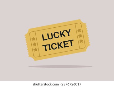 A lucky ticket, a randomly drawn or selected token that entitles the holder to a prize, reward, or special opportunity, often used in various forms of gambling, lotteries, contests, and raffles